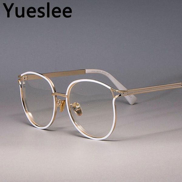 

sunglasses 45257 anti blue light glasses women metal retro round frame men optical fashion computer eyeglasses, White;black