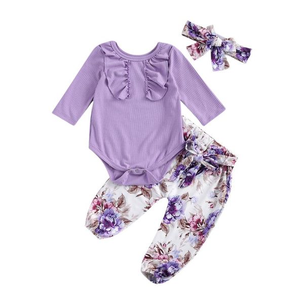 

clothing sets baby & children's infant girls clothes romper suit purple long sleeve trouser bodysuit jumpsuits for, White