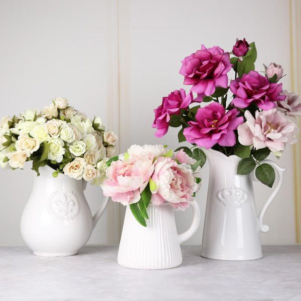 

vases europe classic white ceramic vase chinese arts and crafts porcelain flower handmade wedding home decoration