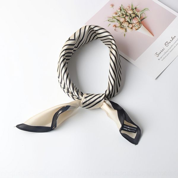 

y1go korean cravat face ties towel face towel small square black and white stripe small square korean four seasons cover neck thin scarf te, Black;gray