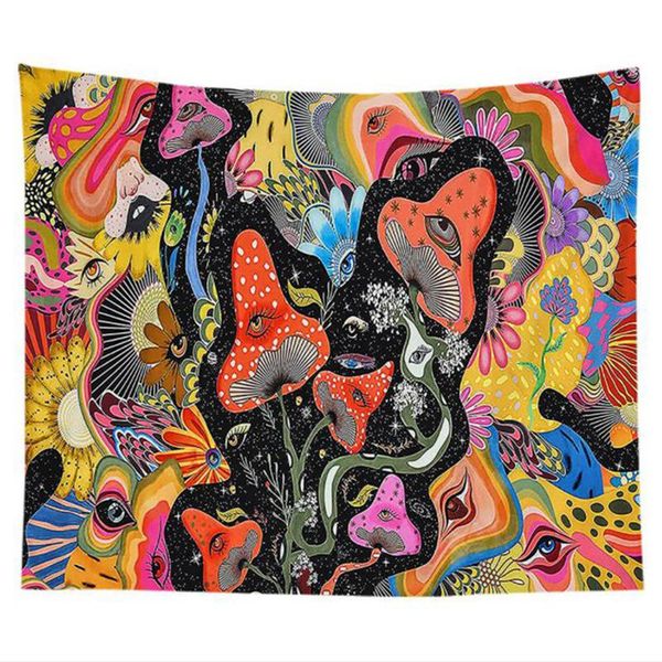 

tapestries mushroom tapestry eyes trippy flowers wall hanging for room