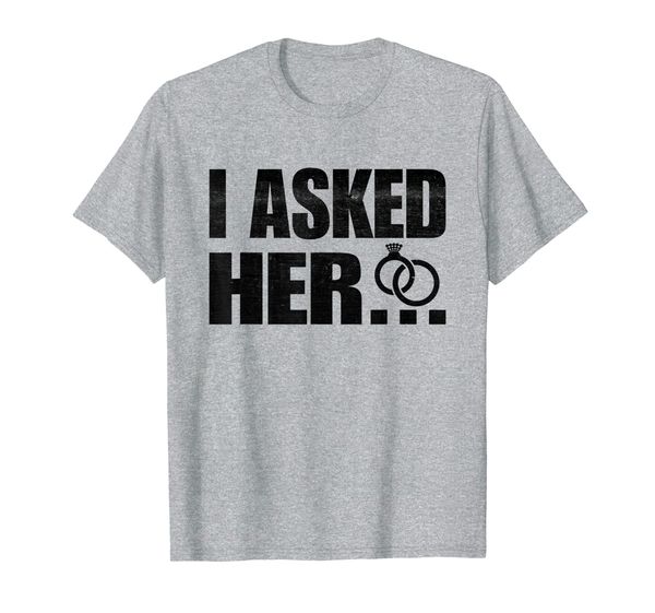 

mens engagement announcement party gift couples i asked her shirt, White;black