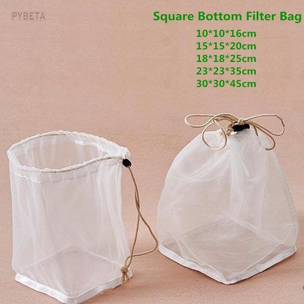 

gift wrap 2pcs 120/75 micron square bottom food grade filter bag for tea milk juice wine liquid filtering colanders
