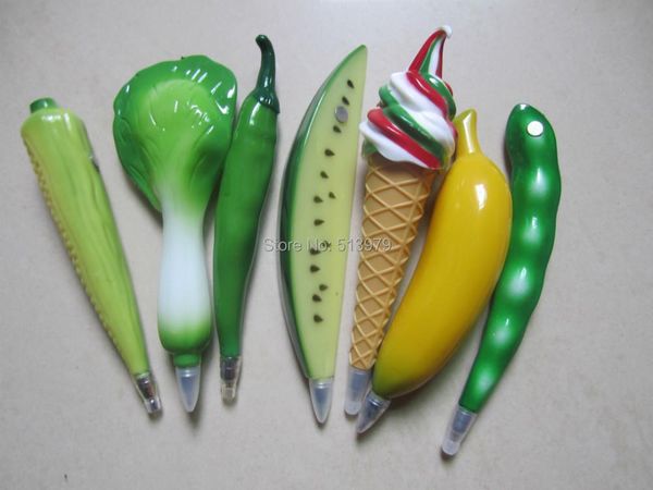 

ballpoint pens 20pcs/lot fresh plastic abs vegetables ball pen fruit ,lovely and, Blue;orange