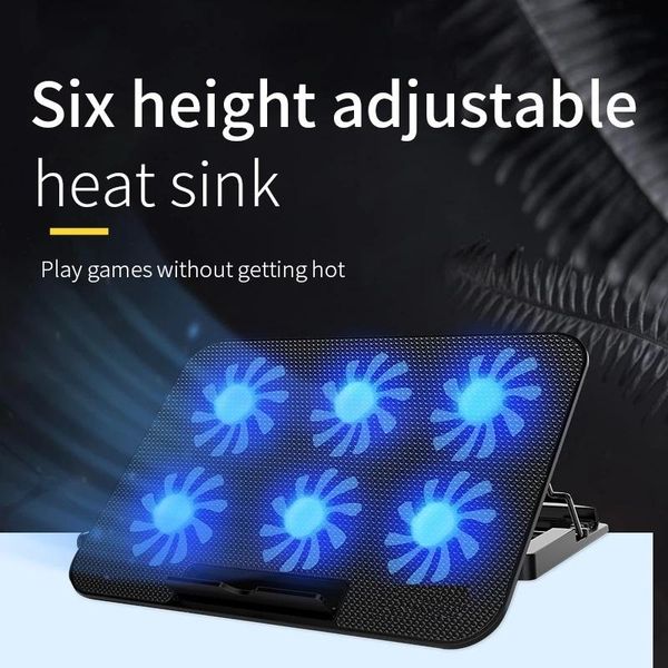 

lapcooling pads base lap cooler pad with 6 fans gaming cool stand two usb port 2400rpm compatible notebook