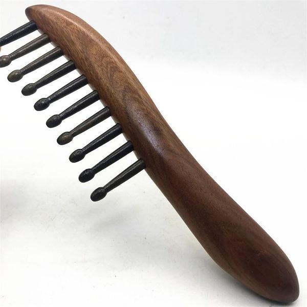 

hair brushes curly brown anti-static wide tooth wooden comb 22 cm red sandalwood single row comfortable in hand small gift, Silver