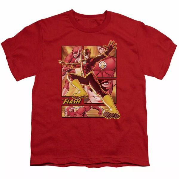 

the flash flash youth t shirt licensed comic book dc comics tee red, White;black