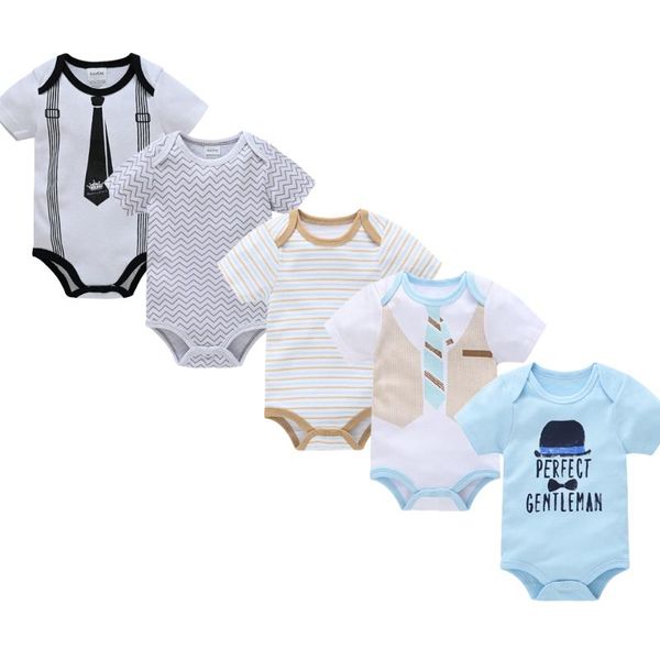 

rompers born bodysuit 5pcs/lot cotton cartoon design printing summer bodys clothing roupas de jumpsuit baby girl clothes, Blue