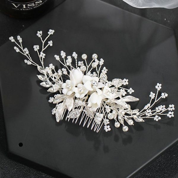 

hair clips & barrettes bridal wedding accessories silver color combs for women pearl rhinestone flower headpieces headbands jewelry, Golden;silver