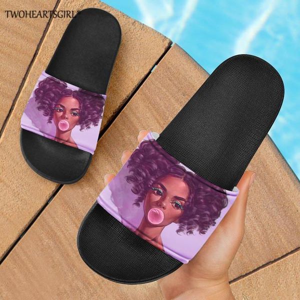 

black girl magic melanin poppin prints summer slides beach sandals flip flops women slippers lightweight big size 36-45