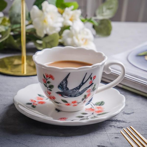 

elegant ceramic tea cup set european black afternoon coffee and saucer dessert kubek do kawy teacup ed50bd cups & saucers