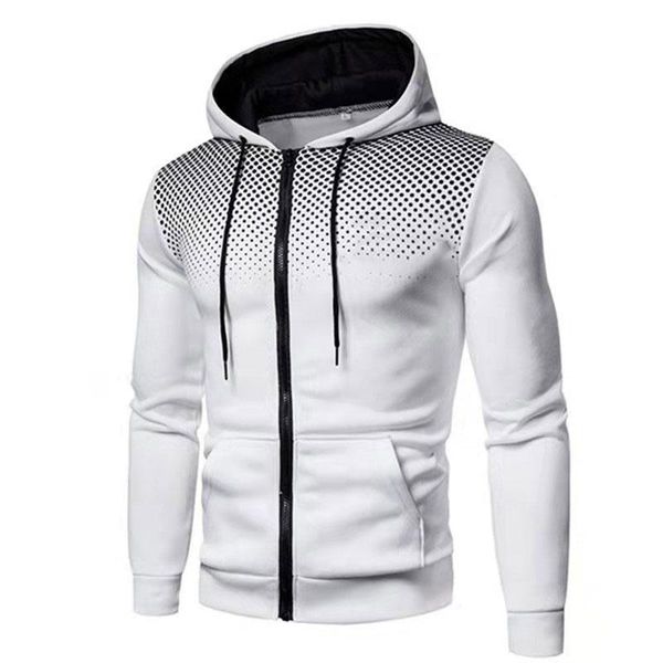 

men's hoodies & sweatshirts autumn spring man jacket sweatshirt with dot streetwear hoody clothing leisure zipper tracksuit muscle jack, Black