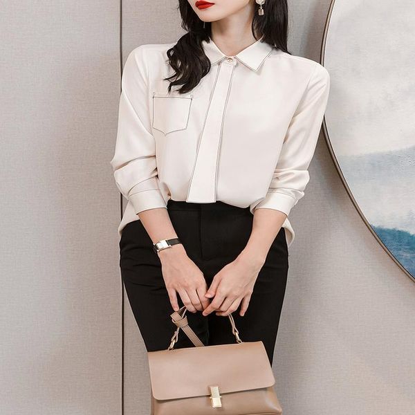 

women's blouses & shirts chiffon shirt female 2021 spring design fashion foreign style professional temperament long sleeve, White