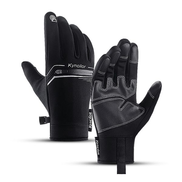 

winter cycling gloves full finger waterproof windproof touchscreen bike mitten suitable for running sports cold weather snow ski 211124, Blue;gray