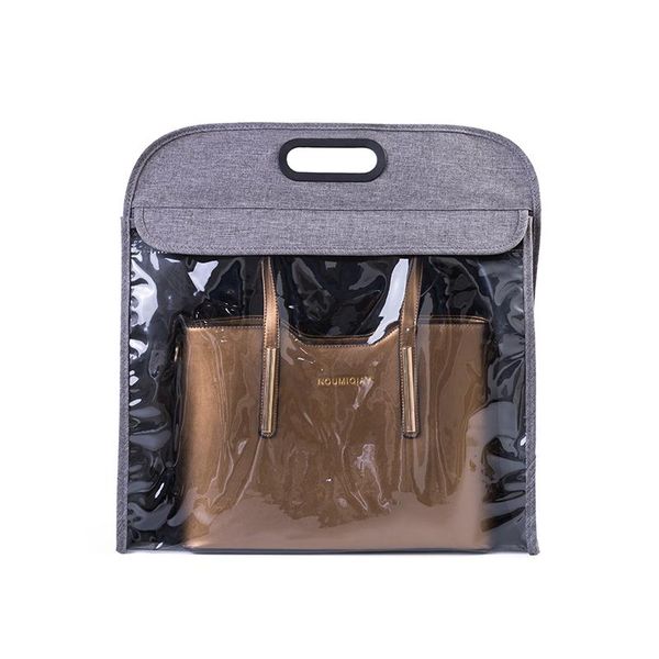 

storage bags 050 fashion imitation oxford linen handbag transparent bag dust proof breathable