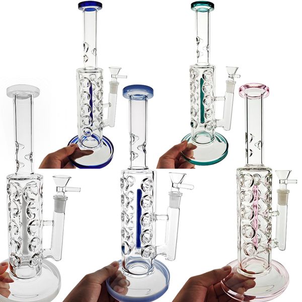 Yüksek kalite 11 inç düz tüp nargile fab yumurta inline perc yağı dab kuleleri buz tutam 5mm kalın cam bong 14mm kadın ortak Bongs su borusu ile kase wp2161