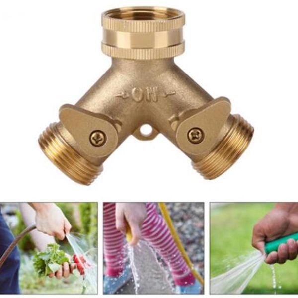 

brass female 3/4" 2 way tap water splitter 5/8" garden y quick connector irrigation valve hose pipe adapter 1pcs watering equipmen