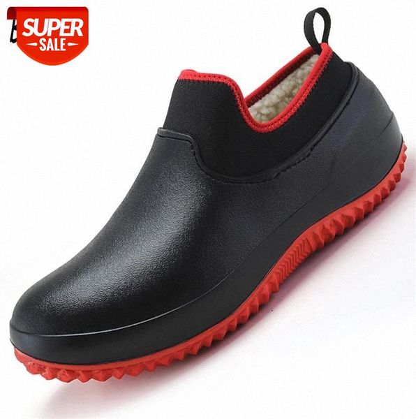 

winter men's rain boots warm plush men's work shoes waterproof industrial garden water shoes women's rubber #yr6l