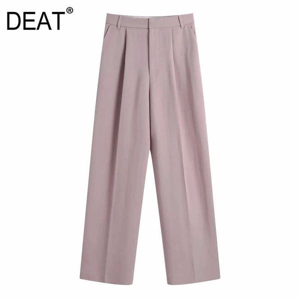 

[deat] spring autumn fashion high waist solid color simple all-match loose women's straight-leg pants 13c337 210527, Black;white