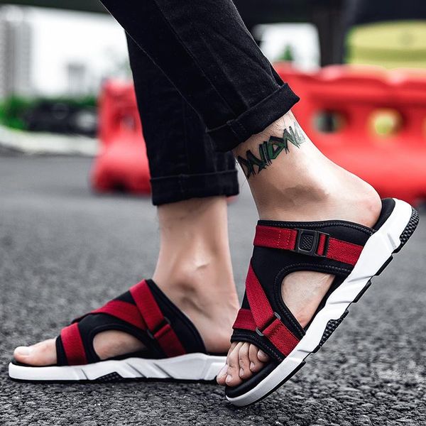 

slippers zandalias hombre sandale homme ete sandel for men sport sandals shoes sandali da uomo summer sandalet beach, Black