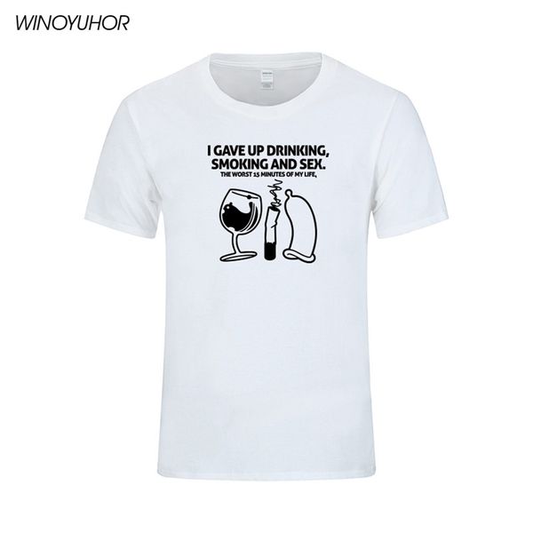 Eu desistindo de beber fumar e sexo engraçado tshirt homens novo verão de manga curta tee shrit de algodão humor joke t-shirt camisetas 210324