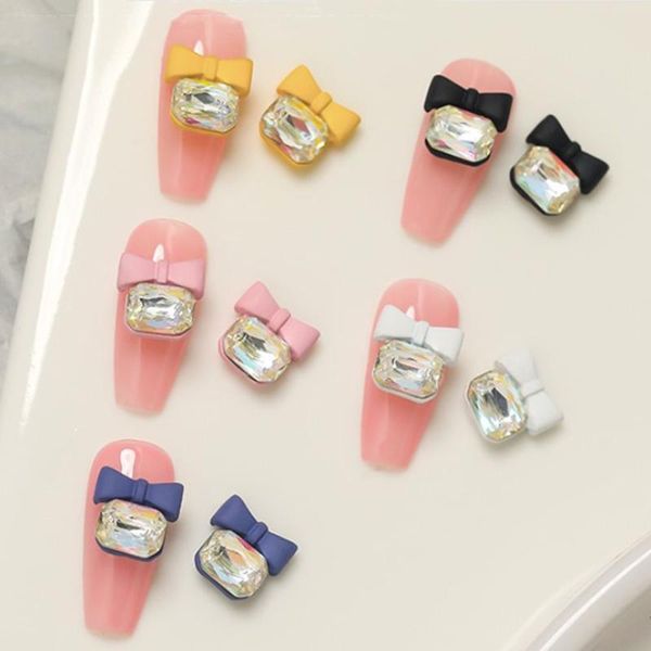 

nail art decorations colorful manicure accessories luxury shiny jewelry rhinestone bowknot diamond diy ornaments, Silver;gold