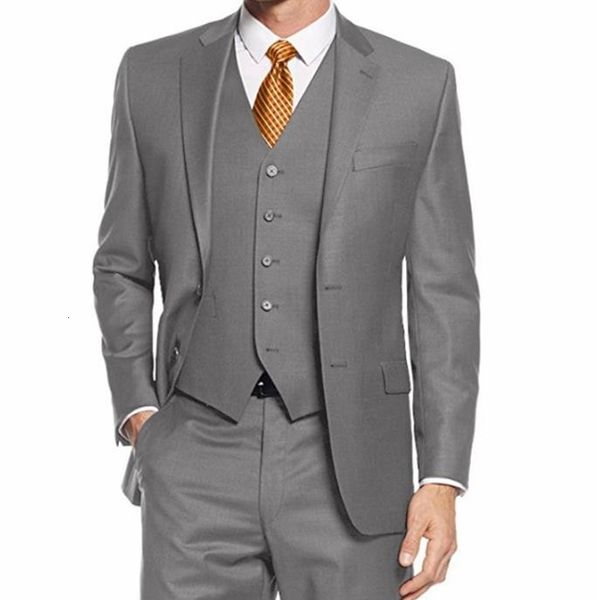 

men's suits & blazers classic male gray suit two buttons carve lapel thin blazer at night for business three pcs jacket + vest pants ij, White;black