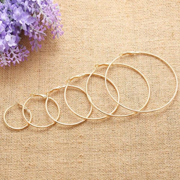 

pair women 2-8cm large circle silver color hoop earrings gold for round hoops ear rings party club gift & huggie, Golden;silver