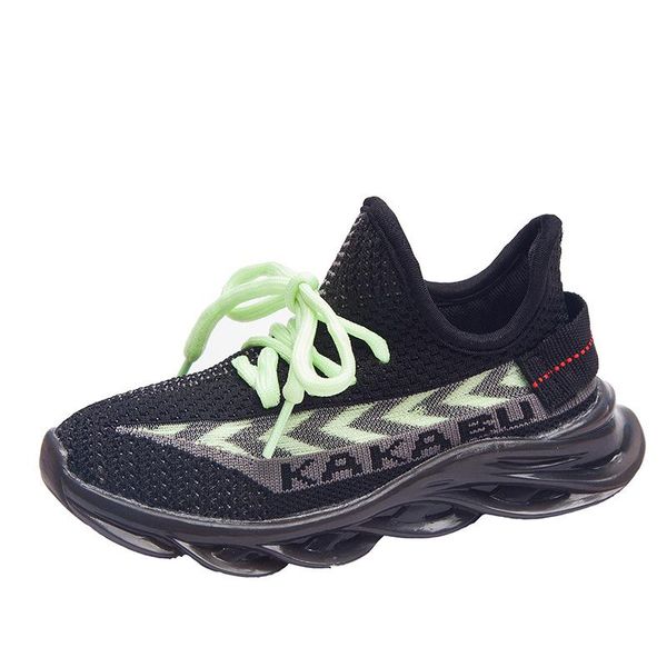 

sneakers spring 2021 boys girls luminous lace-up toddler/little/big kid fashion casualtrainers children sports running shoes, Black;red