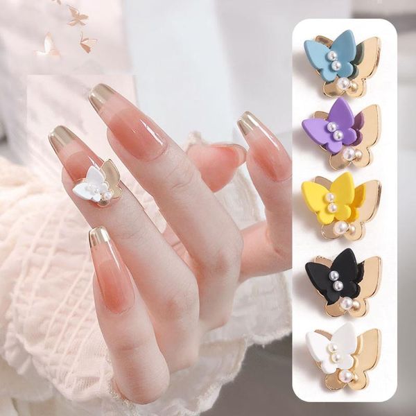 

nail art decorations 1 pcs delicate zircon drill pearl butterfly three-dimensional jewelry charming 3d manicure accessories, Silver;gold