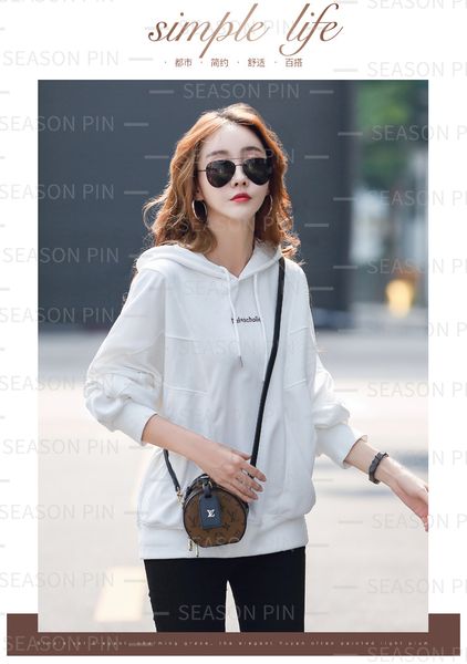 

women's hoodies hooded sweater couple loose casual autumn new all-match blouse trend, Black