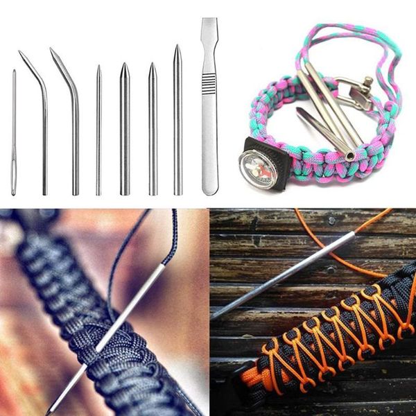 

stainless steel paracord needle rope stitching set fid lacing needles smoothing tool for diy bracelets outdoor gadgets