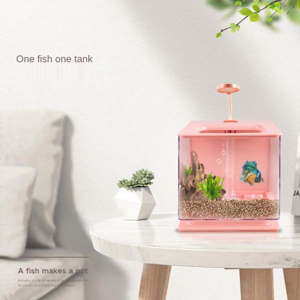 

air pumps & accessories eco-creative home desksmall fish tank acrylic grass aquarium supplies