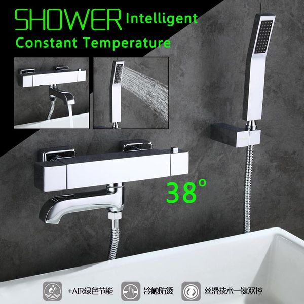 

38degrees square constant temperature faucet mix water valve full copper for thermostatic core, shower set bathroom sets