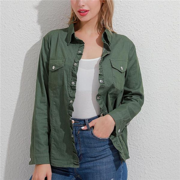 

women's jackets clothing loose ruffles patchwork fashion college jacket work clothes long sleeve women autumn 2021 korean, Black;brown