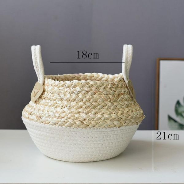 

storage baskets 1pc seagrass belly basket flower plant woven wicker pot home living room supplies
