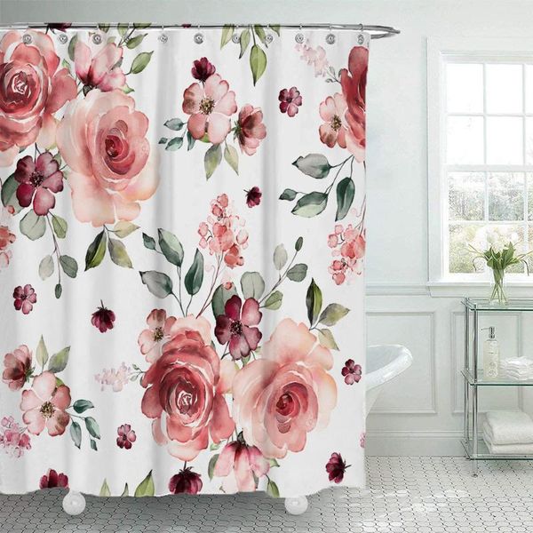 

shower curtains 3d flower floral printed fabric waterproof polyester bathroom curtain set with hooks rings home decor