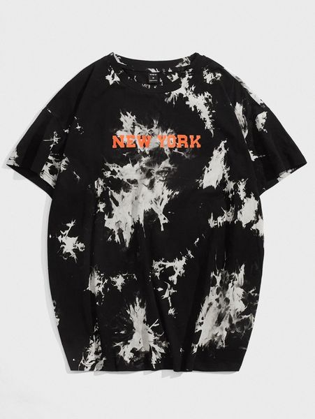 

men letter graphic tie dye tee j54s#, White;black