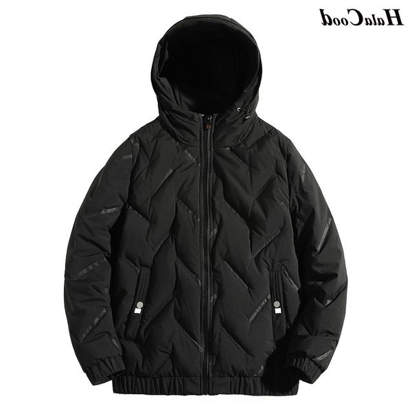 

halacood new winter fashion brand duck down jacket men korean hooded streetwear feather coats windproof warm clothing, Black