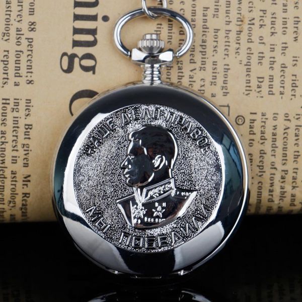 

pocket watches brand direct sales character portrait carved silver quartz watch necklace men women pendants clock, Slivery;golden