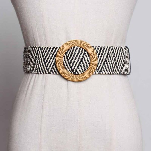 

belts seebeautiful fashion 2021 summer autumn bohemian style round pin buckle wax rope weave girdle waist women a984, Black;brown