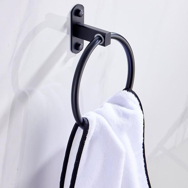 

bathroom towel ring hand holder stainless steel rack black bath accessories porte serviette mural salle de bain rings