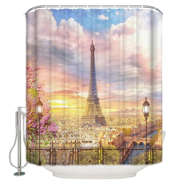 

shower curtains paris balcony architecture art curtain bathroom waterproof fabric toilet simple style decor