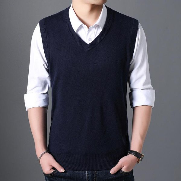 

men' tank wool vest v-neck waistcoat sleeveless thin autumn sweater men, White;black