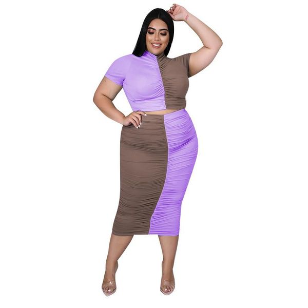 

women's tracksuits wholesale plus size clothing two piece outfits women sets pullover retro sheath midi skirts party summer dress, Gray