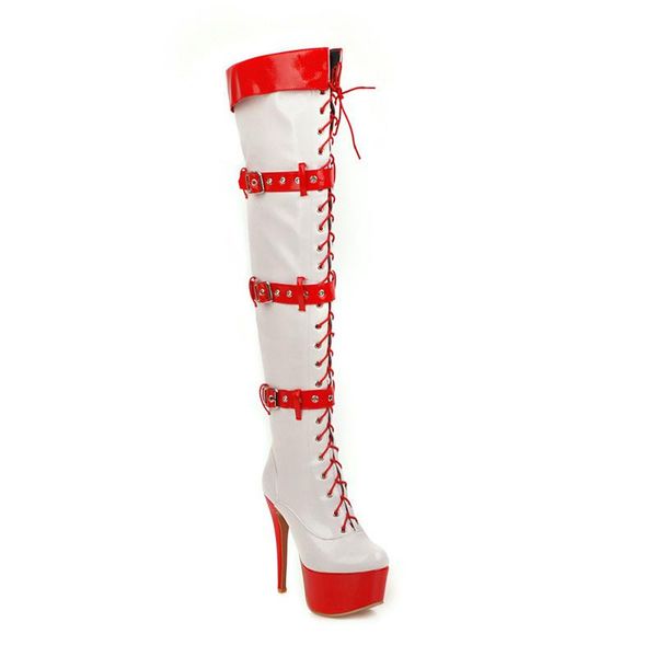 

boots qplyxco2021 est thigh high women thin heels platform mixed colors party prom night club shoes woman, Black