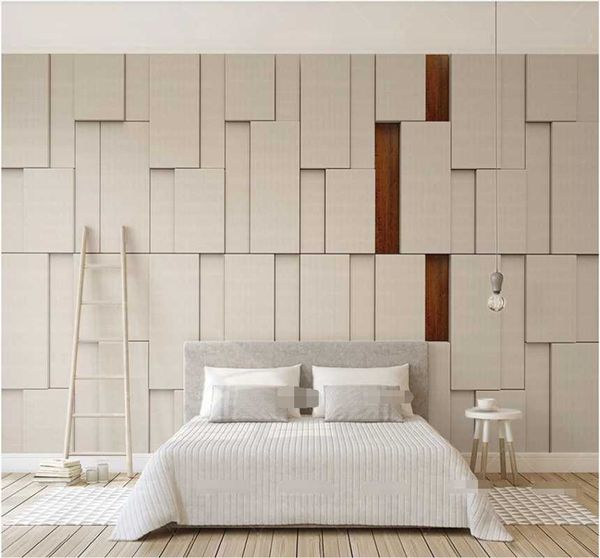 

wallpapers milofi rice color cloth three-dimensional square wood mosaic 3d tv background wall custom wallpaper 8d waterproof