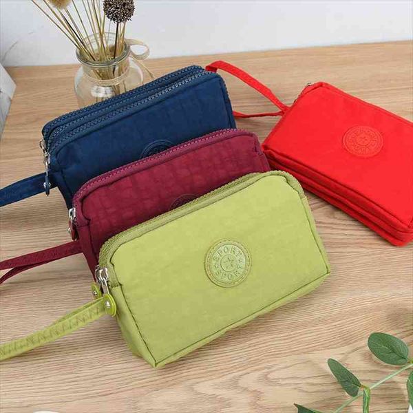 

fashion womens wallets mini phone pocket bag card holder short wallet lady three layer zipper purse coin, Red;black