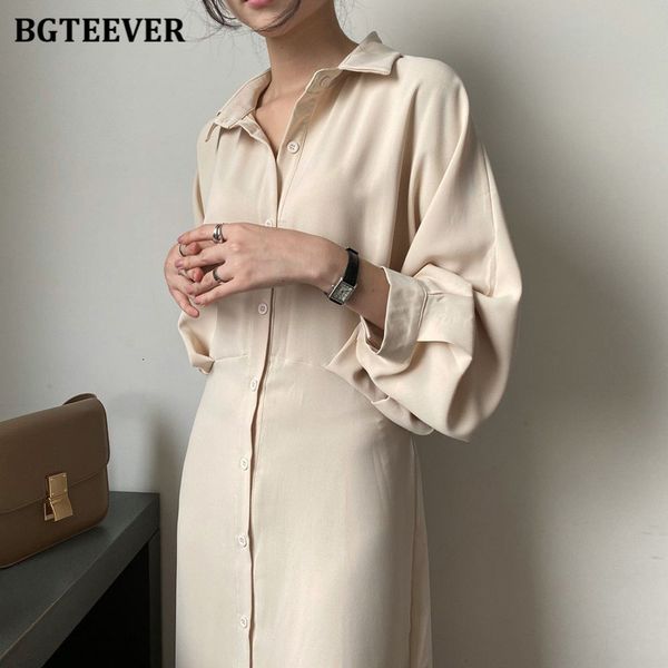 

dresses vintage turn-down collar women shirt long sleeve single-breasted female straight dress spring casual vestidos qlql, Black;gray