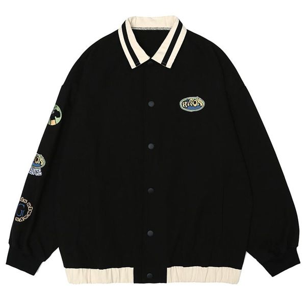 

men's jackets vintage badge digital pattern baseball varsity jacket coat men women streetwear harajuku college spring unisex, Black;brown